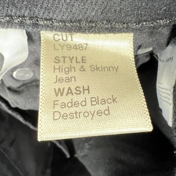 Reformation Jeans High Waisted Skinny Distressed Skinny Jeans in Faded Black 25 - Picture 7 of 11